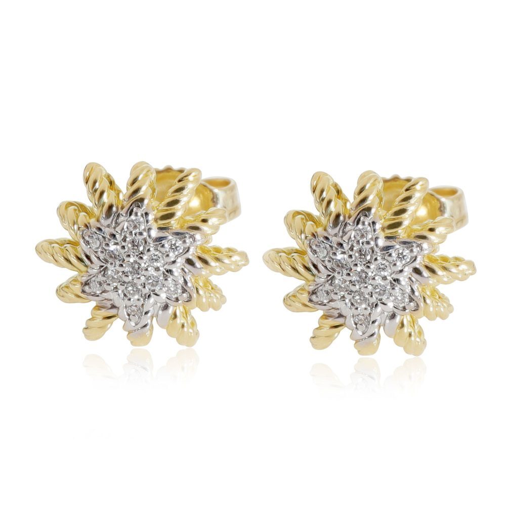 David Yurman Starburst Diamond Stud Earrings in18 Karat Yellow Gold 0.14 Ctw